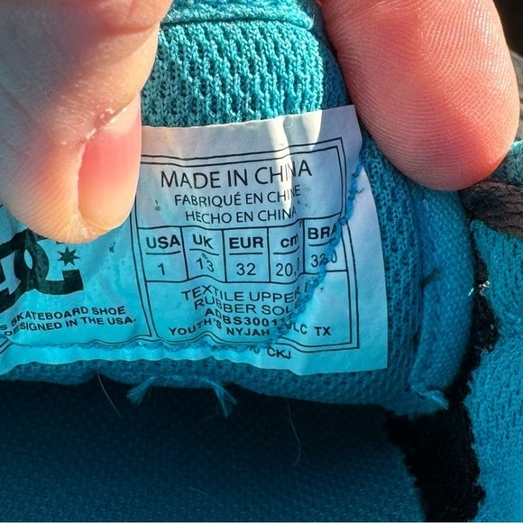 DC Kids Nyjah Vulc TX Blue‎ & Gray Skate Shoes Size 1 - Picture 9 of 9